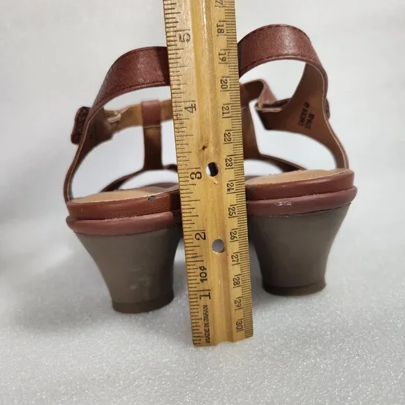 Miz Mooz Carter Leather Open Toe T-Strap Sandals Size 40 US 9 Brown - Picture 7 of 14